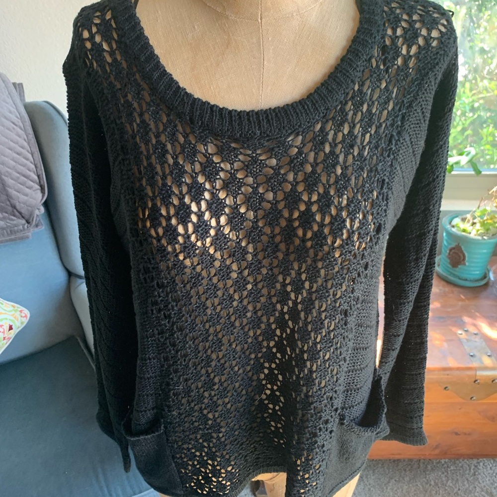 NWT black long sleeve mesh shirt